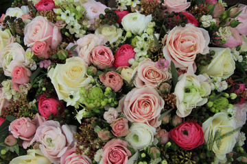Pink and white bridal arrangement