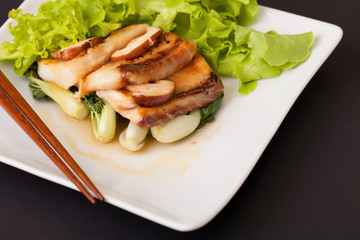 Fish sauce and mushrooms.