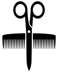icon with scissors and comb