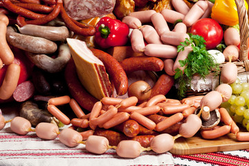 Variety of sausage products.
