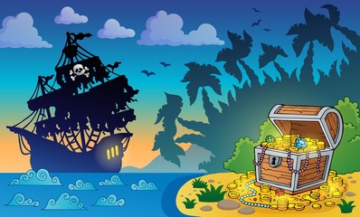 Pirate theme with treasure chest 5 © Klara Viskova