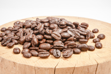 Coffee beans on wooden