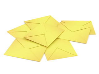 Heap of Envelopes isolated on white background