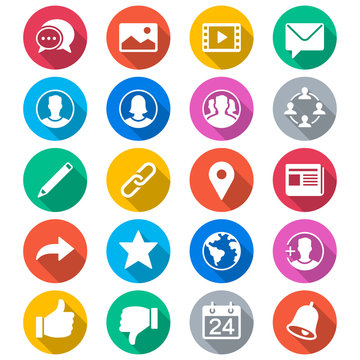 social network flat color icons