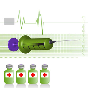 Green Syringe And Vials