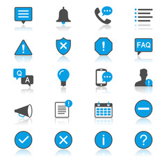 Information and notification flat with reflection icons