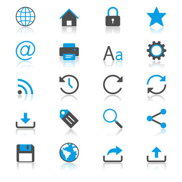 Web flat with reflection icons