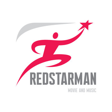 RedStarMan - running man with star in hand - Logo Sign