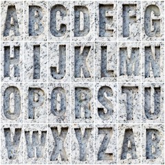 A-Z alphabet on the marble