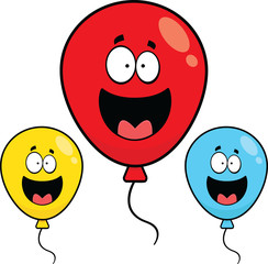 Set of Happy Cartoon Balloons