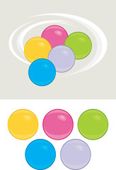 Colored balls isolated on the white and light gray