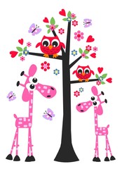 animals giraffe owl love greeting