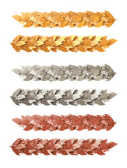 Gold, silver and bronze decorative strip of Laurel branches
