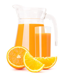 Orange fruit juice in glass jug