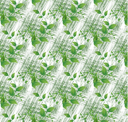 Colorful green leaves on white seamless background