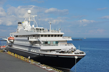 Cruise tourist ship in Black sea, Odessa, Ukraine