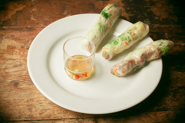Summer rolls on plate