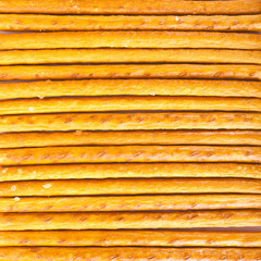 Salted sticks arranged horizontally