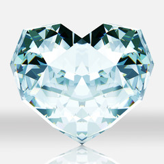 Diamond heart shape isolated on white background.