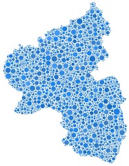 Map of Rhineland Palatinate in a mosaic of blue bubbles