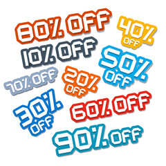 Colorful Vector Paper Cut Discount Stickers, Labels Set