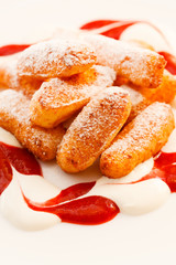 dessert from cottage cheese with sauce