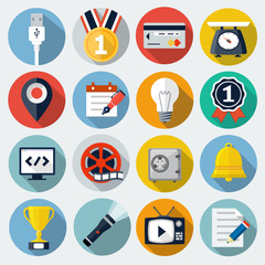 Flat Icons with long shadow,set 4