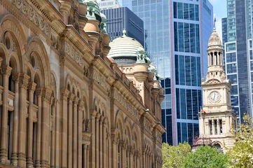 Rolgordijnen Queen Victoria Building en Sydney Town Hall (Australië) © Noradoa