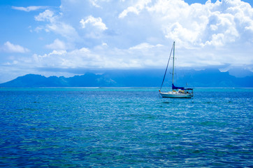Sailboat in the South Pacific Ocean