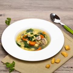 Healthy Spinach Soup with parsley and carrots