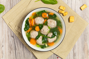 Spinach and Chicken meatball soup
