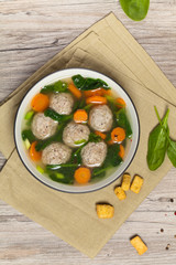 Spinach and Chicken meatball soup