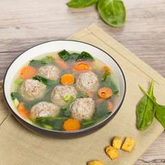 Spinach and Chicken meatball soup