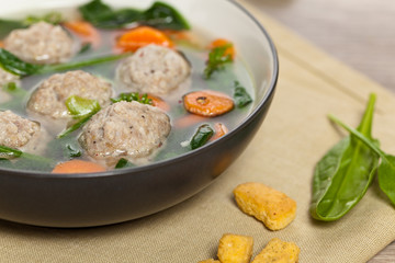 Spinach and Chicken meatball soup