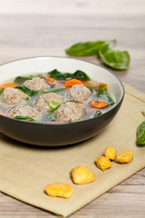 Spinach and Chicken meatball soup