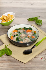Spinach and Chicken meatball soup