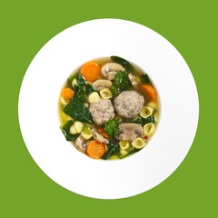 Spinach and Chicken meatball soup