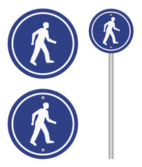 Pedestrian walking lane walkway footpath road sign on pole
