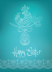 Easter card ethnic chick hand-drawn typography