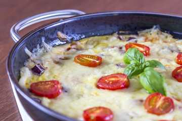 Omelette in pan