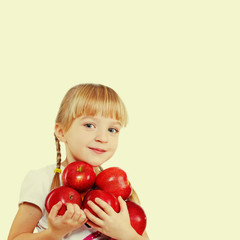 Fototapeta na wymiar childl with red apples