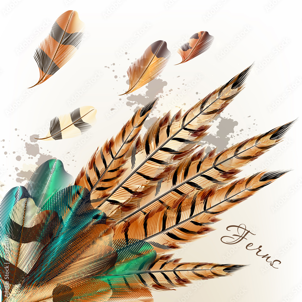 Aufkleber grunge vector background realistic colorful ferns