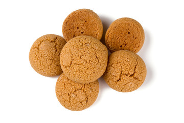 Traditional italian almond cookies - amaretti, isolated on white