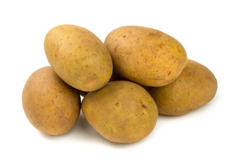 ripe potatoes isolated on white