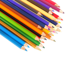 Colour pencils isolated on white background
