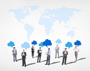 Multi-Ethnic Business People Cloud Computing