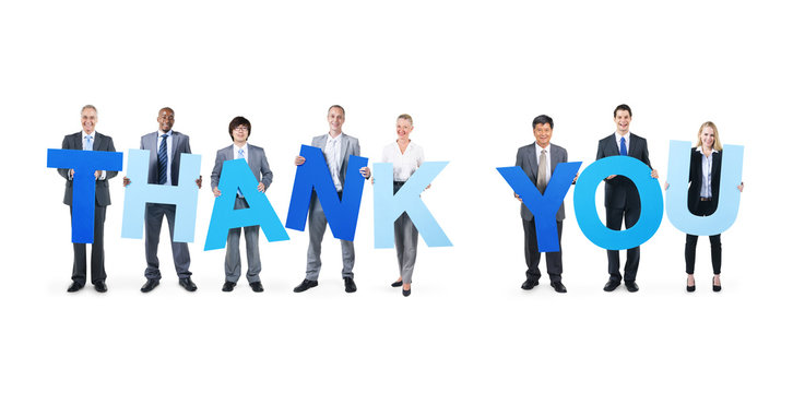 Multi-Ethnic Business People Holding Thank You