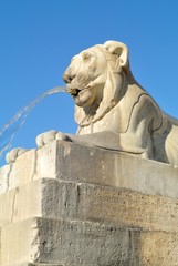 Lion fountain in Piazza del Popolo in Rome