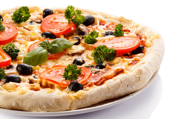 Pizza on white background