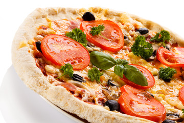 Pizza on white background